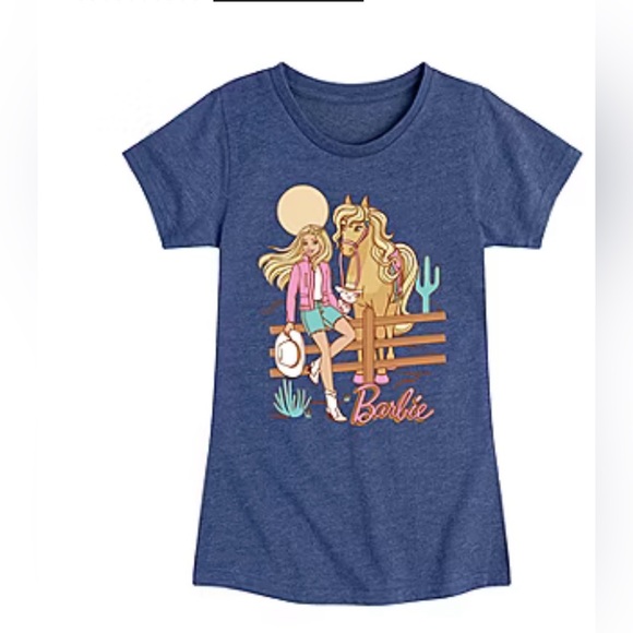 instant message Other - Desert Cowgirl Girls Crew Neck Short Sleeve Classic Fit Barbie Graphic T-Shirt